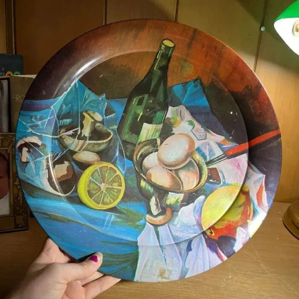 Vintage Action Brazil Tin Decorative Plate 13.25
